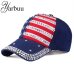 [YARBUU] The American flag Baseball caps 2018 fashion hat For men women The adjustable cotton cap rhinestone star Denim cap hat