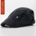 CNTANG Casual Letter Embroidery Skull Beret Cotton Visor Cap For Men Brand Fashion Hat Retro Flat Caps Button Adjustable Berets