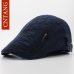 CNTANG Spring Autumn Cotton Beret Casual Visor Cap For Men Fashion Vintage Button Flat Hat Men's Caps Adjustable Flat Berets