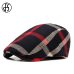 FS Unisex Classic Plaid Berets Caps For Men Casual Cotton Flat Cap Women Newsboys Gatsby Casquette Gorras Peaked Cap Cabbie Hats