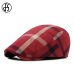 FS Unisex Classic Plaid Berets Caps For Men Casual Cotton Flat Cap Women Newsboys Gatsby Casquette Gorras Peaked Cap Cabbie Hats