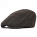 HT1329 2017 Autumn Winter Men Cap Hats Berets British Western Style Wool Advanced Flat Ivy Cap Classic Vintage Striped Beret Cap