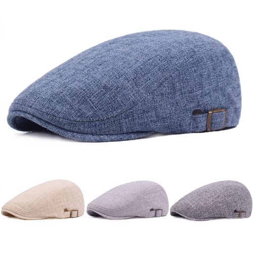 Men Linen Cotton Golf Driving Beret Cabbie Hat Newsboy Flat Ivy Sun Summer Cap HATCS0513