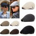 Mens Solid Cotton Cap Golf Driving Sun Flat Cabbie Beret Hat