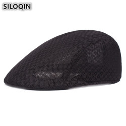 SILOQIN Ultra-thin Mesh Breathable Fashion Berets For Men Women Summer Simple Duckbill Beret Flat Cap Golf Ivy Couple Hat Unisex