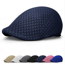 Summer Unisex Men Women Sun Mesh Beret Cap Newsboy Golf Cabbie Flat Peaked  Hat Casquette Breathable Berets