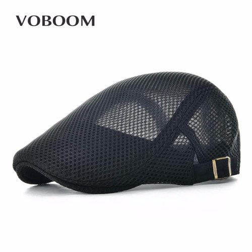 VOBOOM Summer Men Women Casual Beret Hat Ivy Flat Cap Cabbie Newsboy Style Gatsby Hat Adjustable Breathable Boina Mesh Caps 124