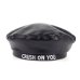 VORON elegant Women Faux Leather Berets CRUSH ON YOU letters printing Autumn Winter Solid Color PU Leather Winter Cap Female