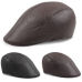 Vintage Mens Leather Flat Ivy Caps Newsboy gatsby Bonnet Cabbie Biker Beret Hat