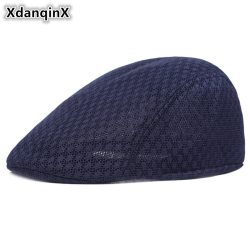 XdanqinX Unisex Summer Simple Mesh Breathable Fashion Beret Duckbill Caps For Men Women Berets New Style Flat Cap Golf Ivy Hats