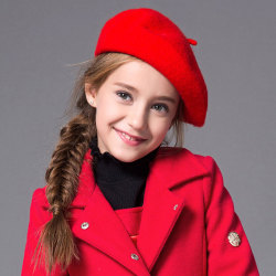 kids beret winter cute black red wool beret hat cap berets girls hat painter hat 2to8 years old