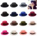 10 Color Men Women Fedora Hat Flat Dome Oval Top Bowler Porkpie Toca Sombrero Hat With Black Ribbon Band 10