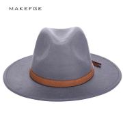 2016 Autumn Winter Sun Hat Women Men Fedora Hat Classical Wide Brim Felt Floppy Cloche Cap Chapeau Imitation Wool Cap