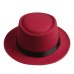 2016 Fashion Unisex Felt Pork Pie Men curled edg cap European American flat caps circular top hats Fedoras chapeu fedora hat 25