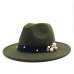 2019 New Winter Autumn Wool Women Men Belt Ladies Fedoras Top Jazz Hat European American Round Caps Bowler Hats 55-58cm