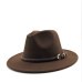 2019 New Winter Autumn Wool Women Men Belt Ladies Fedoras Top Jazz Hat European American Round Caps Bowler Hats 55-58cm