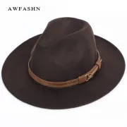 Autumn winter wool men's fedoras women's felt hat Ladies sombrero jazz Male bowler hat outdoor vintage top hats Black large size