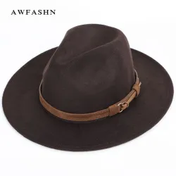 Autumn winter wool men's fedoras women's felt hat Ladies sombrero jazz Male bowler hat outdoor vintage top hats Black large size