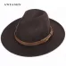 Autumn winter wool men's fedoras women's felt hat Ladies sombrero jazz Male bowler hat outdoor vintage top hats Black large size