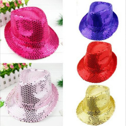 Fashion Adult/Child Unisex Brilliant Glitter Sequins Hat Dance Show Party Jazz Hat Cap Show Stage props Beading Caps Fedoras