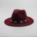 Fashion Wool Men's Women's Winter Autumn Fedora Hat With DIY Punk Belt Wide Brim Church Sombreros Jazz Cap Top Sun Hat