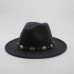 Fashion Wool Men's Women's Winter Autumn Fedora Hat With DIY Punk Belt Wide Brim Church Sombreros Jazz Cap Top Sun Hat