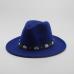 Fashion Wool Men's Women's Winter Autumn Fedora Hat With DIY Punk Belt Wide Brim Church Sombreros Jazz Cap Top Sun Hat