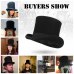 GEMVIE 17cm 100% Wool Felt Beaver High Top Hat Topper Derby Cylinder Hat For Women Men Mad Hatter Party Costume Magician Cap