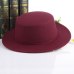 GEMVIE Classic Solid Color Felt Fedoras Hat for Men Women Wool Blend Jazz Cap Wide Brim Simple Church Derby Flat Top Hat