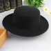 GEMVIE Classic Solid Color Felt Fedoras Hat for Men Women Wool Blend Jazz Cap Wide Brim Simple Church Derby Flat Top Hat