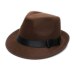 LUCKYLIANJI Retro Hard Felt Women Men Fold Wide Brim Billycock Sag Top Bowler Derby Jazz Fedora Panama Casual Hats (Size:57cm)