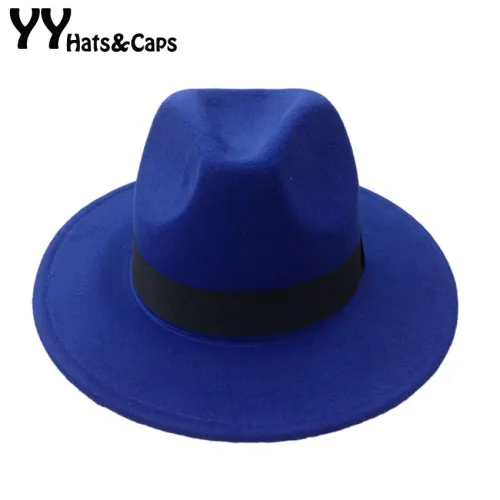 Men's Wool Felt Snap Brim Hat Trilby Women Vintage Wool Panama Fedora Cloche Cap Wool Felt Jazz Hats 14 colors YY0397