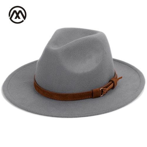 Men's fedora wool warm and comfortable adjustable large size 60CM hats unisex fashion trend solid caps classic bowler hat man