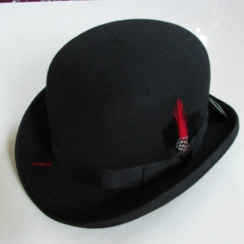 New 100% Wool Hat High Quality Fashion Men's and Women's Black Cap Bowler Hats Black Wool Felt Derby Bowler Hats B-8134