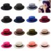 New Fashion Wool Pork Pie Boater Flat Top Hat For Women's Men's Felt Wide Brim Fedora Gambler Hat