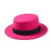 New Fashion Wool Pork Pie Boater Flat Top Hat For Women's Men's Felt Wide Brim Fedora Gambler Hat