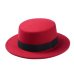 New Fashion Wool Pork Pie Boater Flat Top Hat For Women's Men's Felt Wide Brim Fedora Gambler Hat