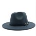 New Women Men Wool Vintage Gangster Trilby Felt Fedora Hat With Wide Brim Gentleman Elegant Lady Winter Autumn Belt Jazz Caps