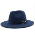 New Women Men Wool Vintage Gangster Trilby Felt Fedora Hat With Wide Brim Gentleman Elegant Lady Winter Autumn Belt Jazz Caps