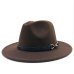 New Women Men Wool Vintage Gangster Trilby Felt Fedora Hat With Wide Brim Gentleman Elegant Lady Winter Autumn Belt Jazz Caps