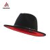 QIUBOSS Black Red Patchwork Wool Felt Jazz Fedora Hats Belt Buckle Decor Women Unisex Wide Brim Panama Trilby Cowboy Cap Sunhat