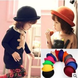 Retail Little girls fedora hat Dome cap Children dress hats Kids caps felt hats wool felting Bowler hat