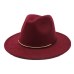 Seioum 2018 New Women Wool Fedoras With Metal Ring Wide Brim Panama Hat Winter Warm Jazz Caps Elegant Lady Church Hat Sombrero