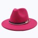 Seioum Spring Wide Brim Fedora Men Women Vintage Jazz Hats Fashion Stars Wool felt hat Unisex red Felt Bowler Trilby