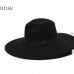 Super Big Stiff Brim Fedora Hat Black Khaki Women Bow Jazz Hat Australian Wool Felt Casual Winter Fedora Hat Mujeres Sombrero