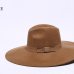 Super Big Stiff Brim Fedora Hat Black Khaki Women Bow Jazz Hat Australian Wool Felt Casual Winter Fedora Hat Mujeres Sombrero