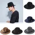 VTG Brand Wool Men's Black Dad Fedora Hat For Gentleman Woolen Wide Brim Jazz Church Cap Vintage Panama Sun Top Hat 20