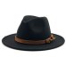 Women Men Wool Fedora Hat With Leather Ribbon Gentleman Elegant Lady Winter Autumn Wide Brim Jazz Church Panama Sombrero Cap