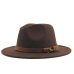 Women Men Wool Fedora Hat With Leather Ribbon Gentleman Elegant Lady Winter Autumn Wide Brim Jazz Church Panama Sombrero Cap