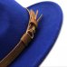 Women Men Wool Fedora Hat With Leather Ribbon Gentleman Elegant Lady Winter Autumn Wide Brim Jazz Church Panama Sombrero Cap